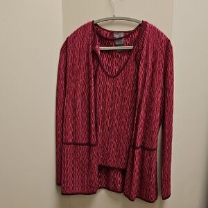 Sigrid Olsen Burgundy&Pink 2 PIECE Knit Twinset